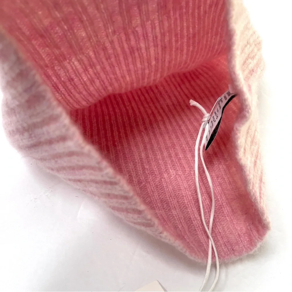 NORDSTROM 100% Cashmere NEW Pink Heathered Knit Beanie Hat